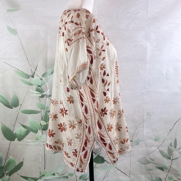 Johnny Was Aubrey Embroidered Floral Blouse Color: Shell - Picture 5 of 16